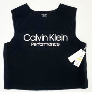 CALVIN KLEIN PERFORMANCE Womens Size M Black Athletic Cropped Stretch Tank Top